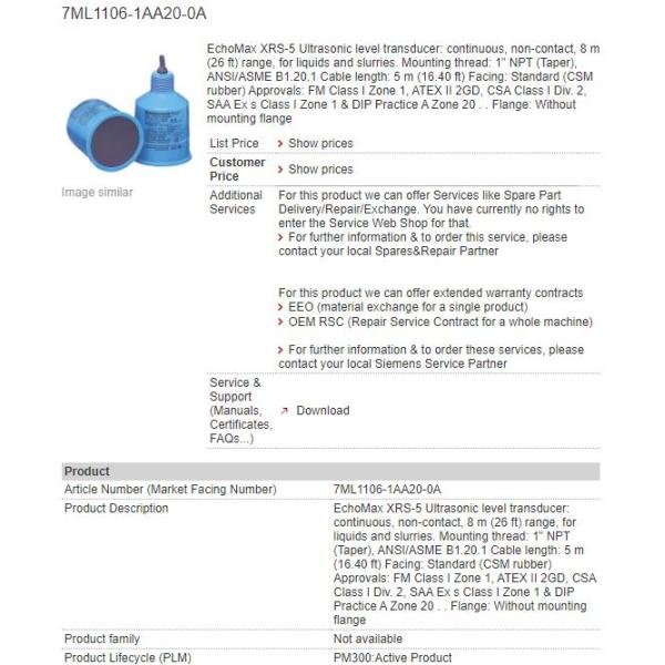 7ML1106-1AA20-0A 7ML11061AA200A Siemens Sensor Probe