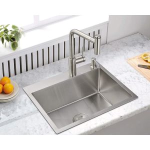 61x51 Stainless Steel Top Mount Kitchen Sink 16 Gauge