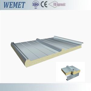 PUR(Polyurethane)sandwich roof panels 50mm thick heat insulation 500-1000mm width for shopping centers