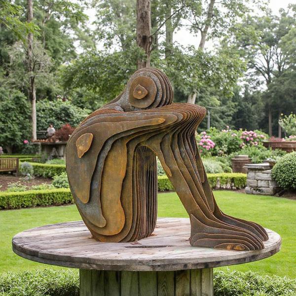 Modern Life Size Garden Metal Art Abstract Human Figure Sculpture In Corten Steel Stylish Modern Metal Crafts
