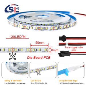 DC12V 24V SMD2835 120D 5mm 12000K Ra70 LED Light Strips for Bathroom Vanities
