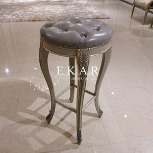 Quality Luxury Classic Wood Stool Leather Antique Bar High Chair for sale
