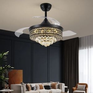 wholesale Luxury Remote Control Retractable Invisible Fan Blade Golden Ceiling