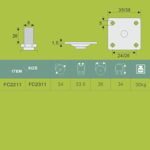 Thread Stem Furniture Caster Double Wheels,PVC Pipe Furniture Casters