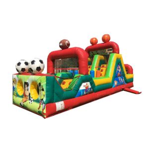 Small Football Obstacle Speed Racer Bounce House For Kids Customized Color