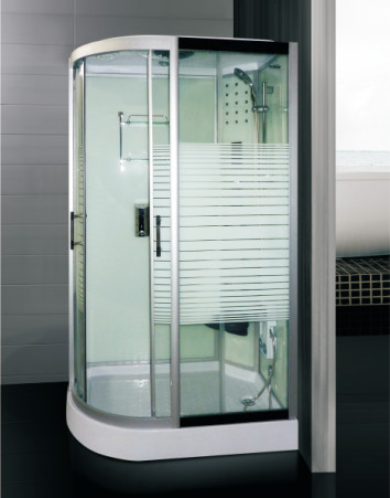 Buy White Stripe 5mm Oughened Glass Sliding Door Shower Room ABS Tray at wholesale prices