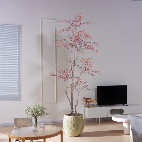 Wholesale Bonsai Red Green Variegated Artificial Plant Nandina Greenery Silk Heavenly Bamboo For Home Garden Outdoor Decor