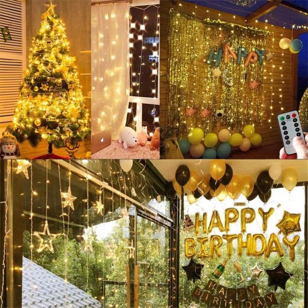 Dimmable 600 LM White LED Curtain Lights 230V Remote For Valentines