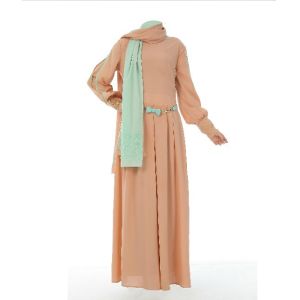 Long Sleeve Relaxed Ankle Maxi Dress Round Neck With Polyester