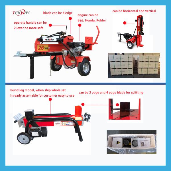 22 Ton Firewood Cutter Wood Splitter Machine 610mm 24 Inch Cylinder 6.5HP