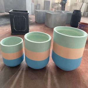 Fading Resistant Fiber Clay Planters For Balconies Easily Cleaned