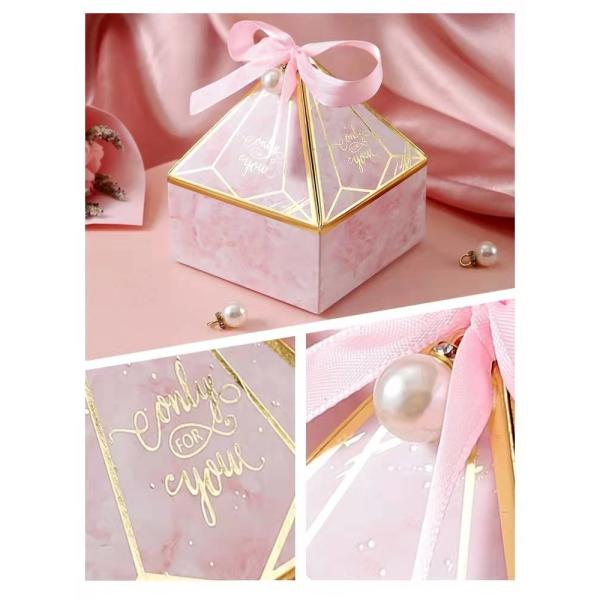 Pink European Type Fancy Paper Boxes Folding Food Candy Packaging For Wedding Gifts Party