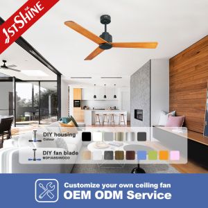 Large Airflow Ceiling Fan with Woundless Bent Wood Walnut Wood Blades and Smart