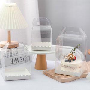 ODM Clear PVC Offset Printing Single Cupcake Box With Holder