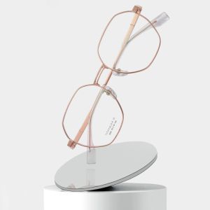 Polygonal Myopic Titanium Frame Glasses IP Plating For Men