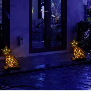 Metal 9.8 Inches 0.01W Cat Solar Garden Lights