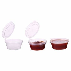 China Clear Plastic Mini Disposable Sauce Cup Leak Resistant With Lid on sale
