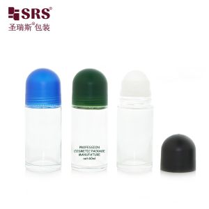 BLPG-C 60ml Clear Transparent Empty Glass Roll On Deodorant Gel Bottle With Logo