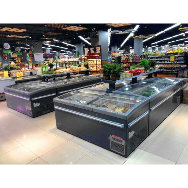 Supermarket Meat & Fish Island Display Freezer With Sliding Lid