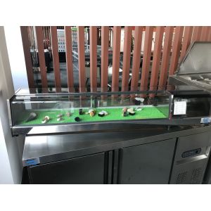 100L Sushi Pizza Prep Refrigerator Glass Material Static Cooling