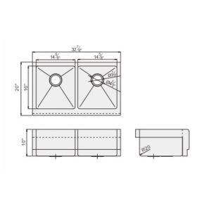 Commercial 16 Gauge Stainless Steel Sink With Apron 32-7/8" Lx20"Wx10" H