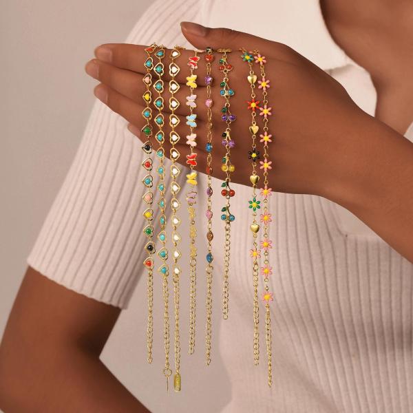 Women Jewelry Gold Plated Stainless Steel Chain Link Bracelet