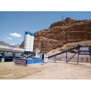 Belt Feeding Modular Concrete Batching Plant Mixer Equipment PLC control