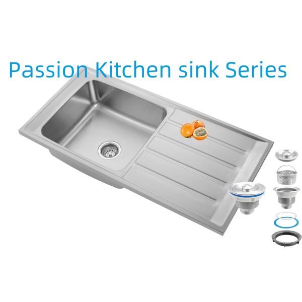 Modern Rear Drain Placement Kitchen Sink With Drainboard for Contemporary Kitchens