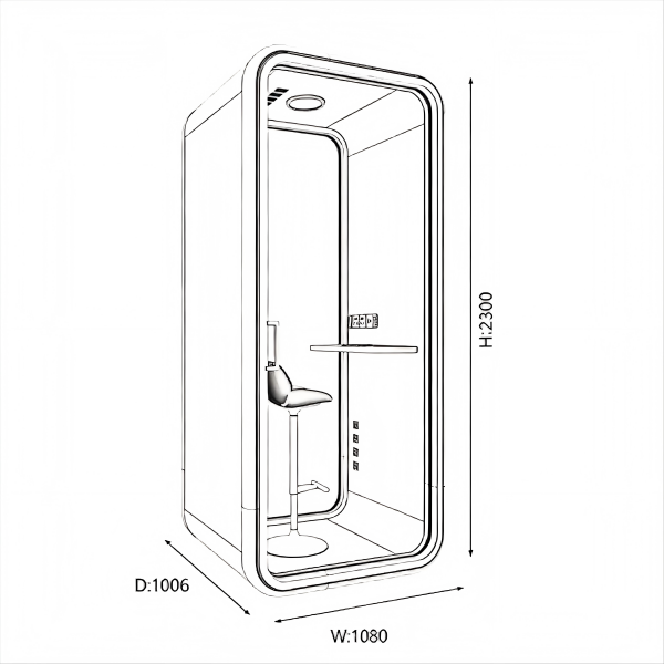 1 Person Office Phone Booth Acoustically Treated Soundproof Office Booths