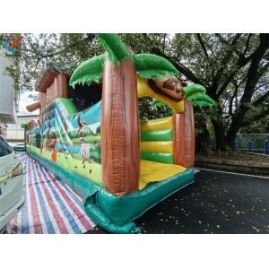 Commercial Giant Inflatable Obstacle Course Zoo Adventure Obstacle Course Bounce