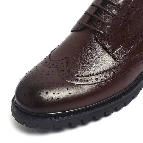 Anti Skid Dark Brown Lace Up Mens Leather Dress Shoes