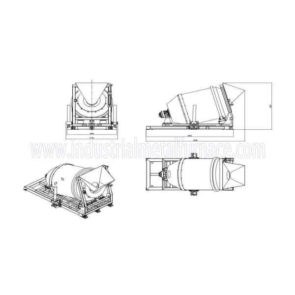5000KG Gas Fired Rotary Industrial Aluminum Melting Furnace for ingot making