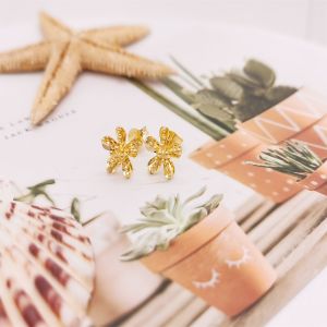 Classic Small Gold Plumeria Earrings: Highlighted