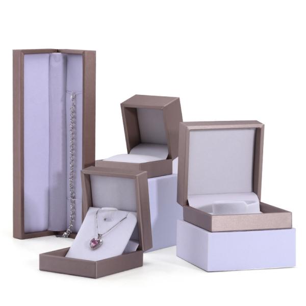 Buy Khaki Brush Finishing Faux Leather Jewelry Luxury Packaging Box Set Velvet Lining at wholesale prices