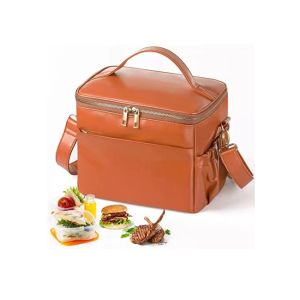 Practical Leather Insulated Lunch Bag Cooler Waterproof Durable
