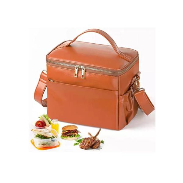 Buy Practical Leather Insulated Lunch Bag Cooler Waterproof Durable at wholesale prices