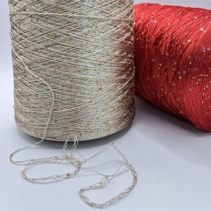1MM 2MM 3MM 6MM Sequin Yarn 100% Polyester 5.5NM 6.5NM Sequin Wool Yarn 192
