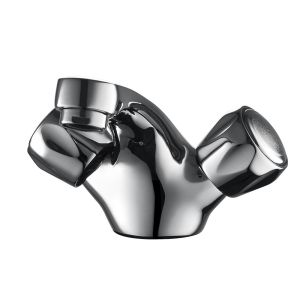 Two-handle  Monobloc Chrome Ceramic Brass Polished Basin Mixer T8063W