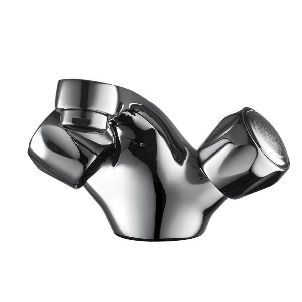 Buy Two-handle  Monobloc Chrome Ceramic Brass Polished Basin Mixer T8063W at wholesale prices