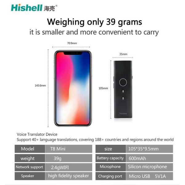Multifunctional Voice Language Translators 600mAh Handheld Real Time