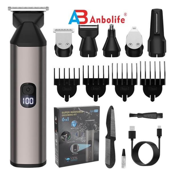 Buy 6 in 1 Multifunctional Electric Hair Clipper with IPX7 Waterproof and 1.5h Charging Time for Men's Grooming at wholesale prices