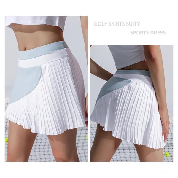 Light Blue Womens Golf Clothes Anti Glare Tennis Badminton Pleated Skirt Ladies
