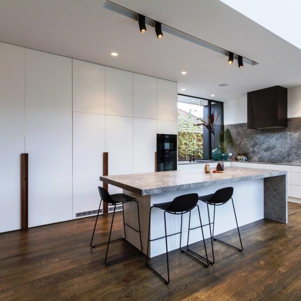 Wooden Handle Integrated Appliance Cabinet Custom Plywood Kitchen Cabinets With Island