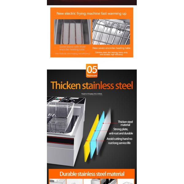 12kg Capacity Commercial Electric Deep French Fries Fryers with Single Tank