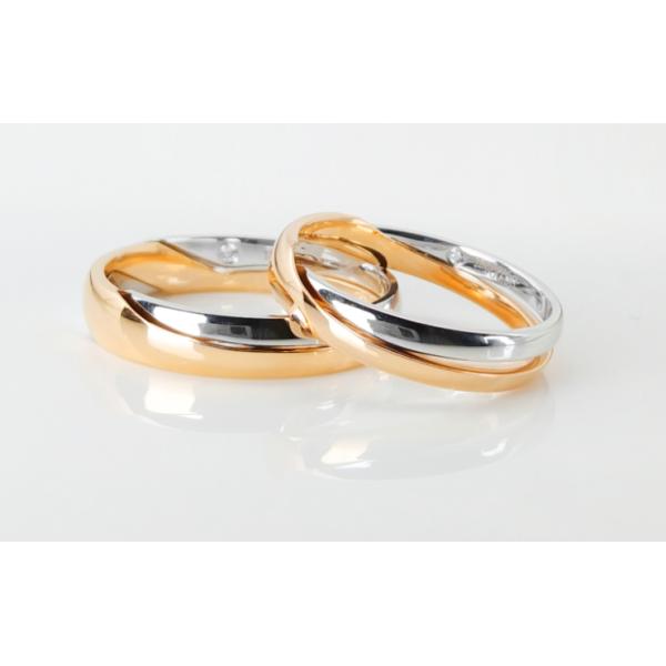 Daily wearing Overlapping 18K 9g Gold Diamond Couple Rings