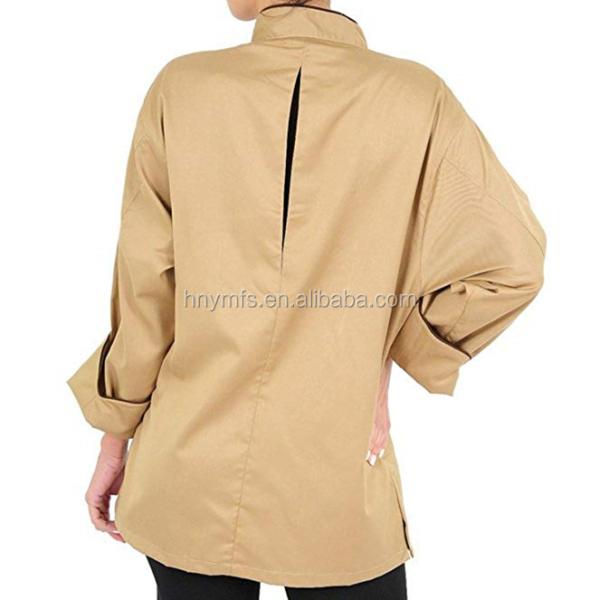 Long Sleeve Customized White Black Poly - Cotton Blend Modern Chef Coats