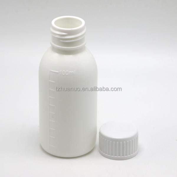 30mL/50mL/100mL PP White Liquid Medicine Bottle with Scaled Body and Screen Printing