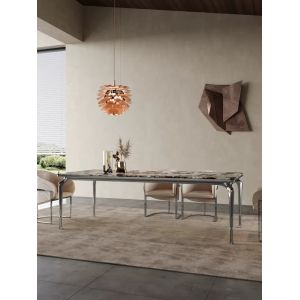 Italian Hotel Restaurant Furniture Rectangular Natural Marble Stainless Steel