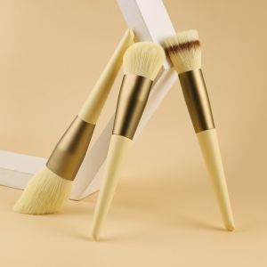 Yellow 12pcs Nano Wool Travel Makeup Brushes Set Nano Wool Travel Cosmetic