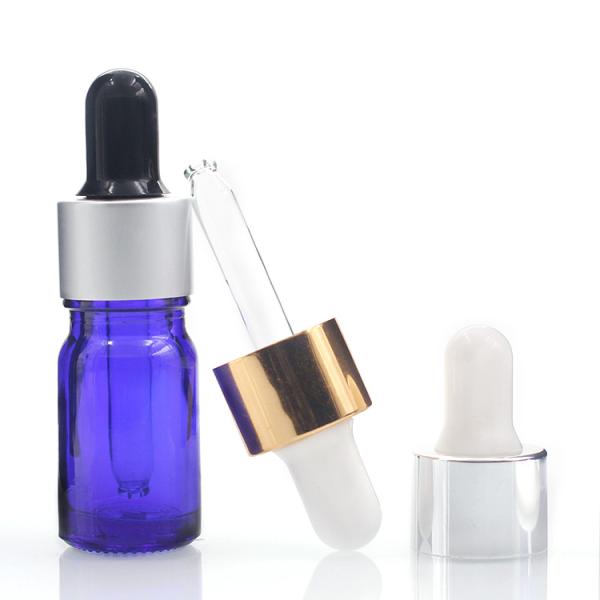 5ml Empty Blue Oil Dropper Glass Bottle Accepted Private Sticker